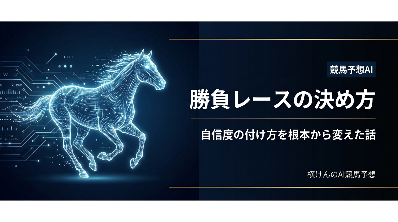 競馬予想AIによる勝負レースの決め方と自信度の付け方を解説する、横けんのAI競馬予想のアイキャッチ画像